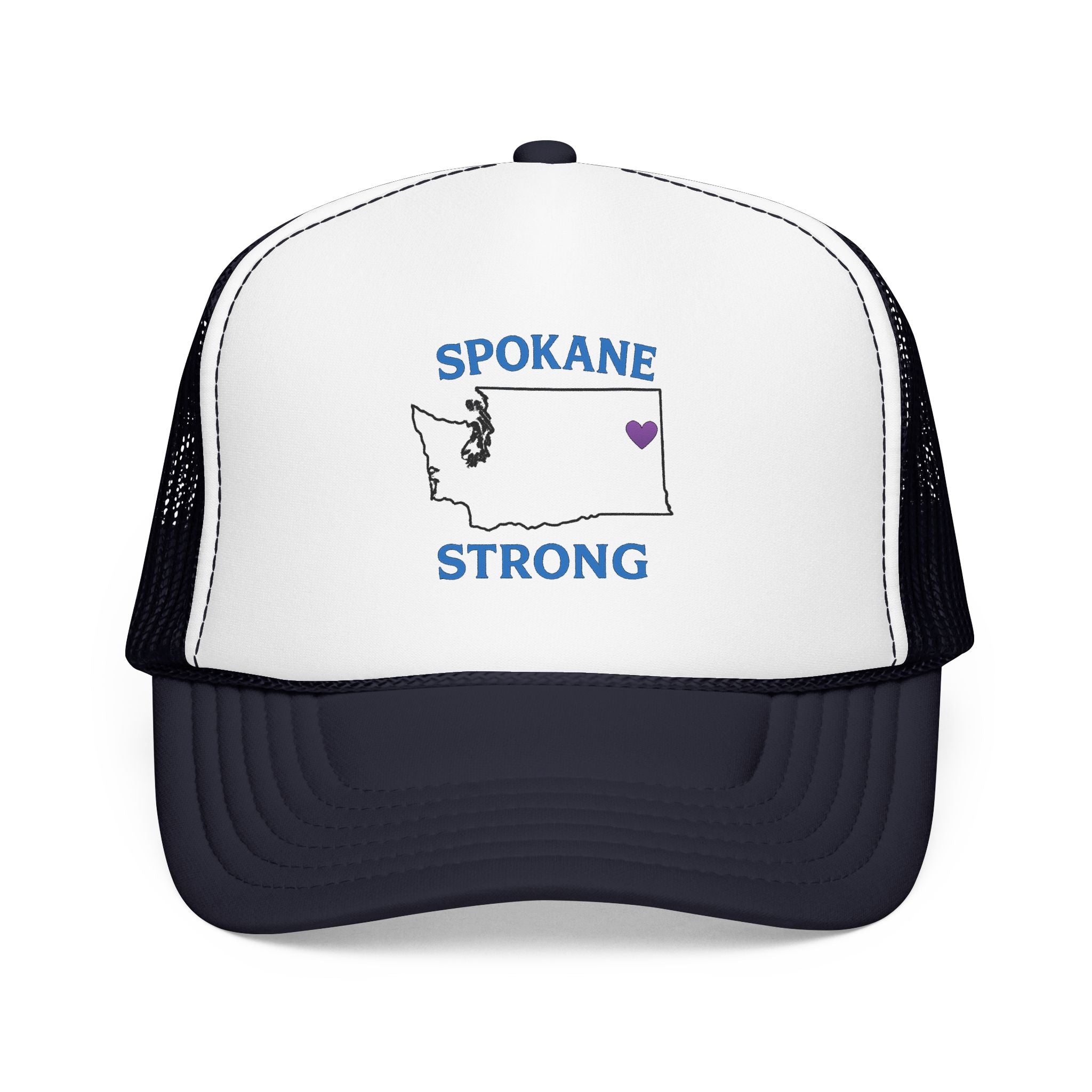 Spokane Strong Foam Trucker Hat – Washington State Heart Mesh Cap