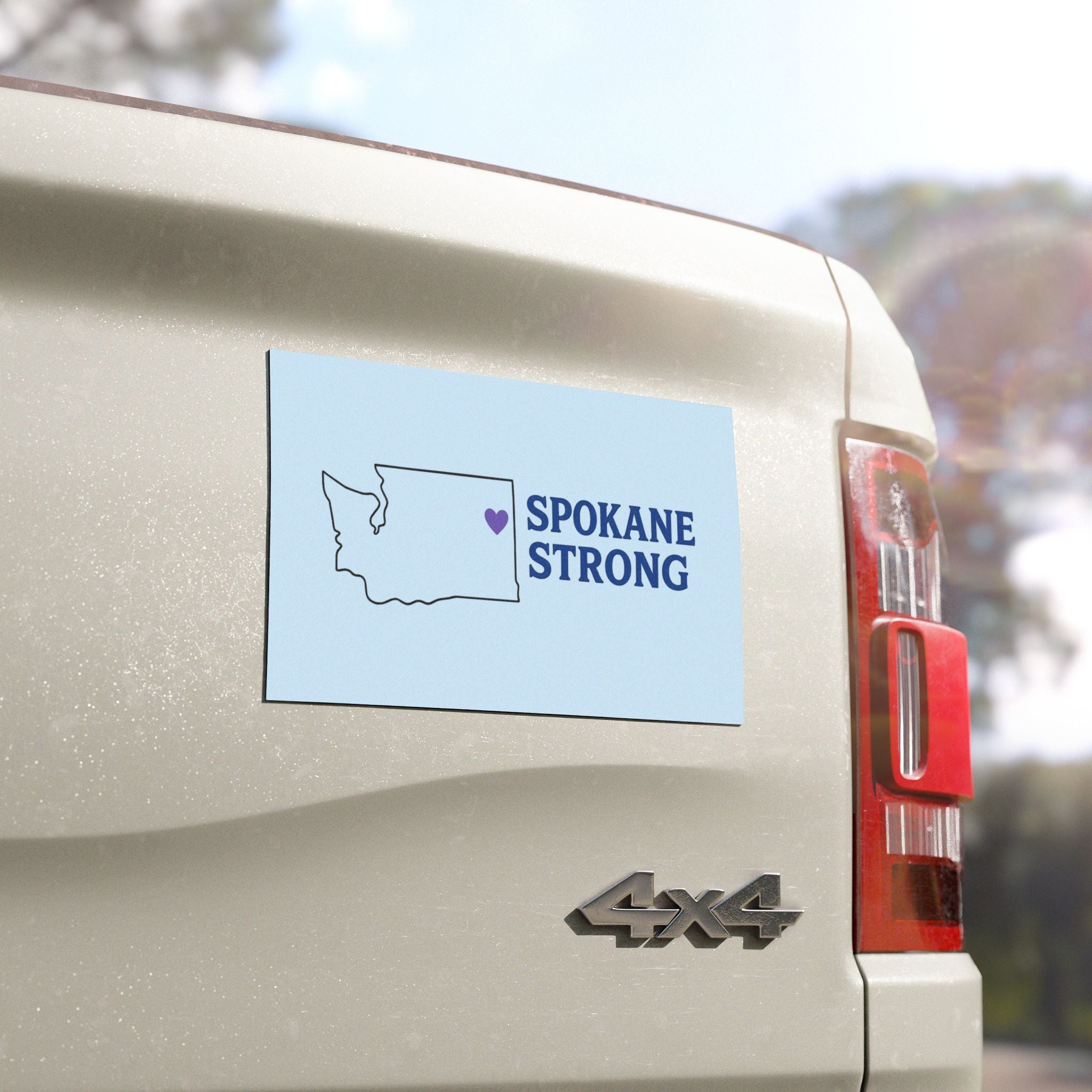 Spokane Strong Car Magnet — Washington State Heart Map Magnetic Bumper Sticker