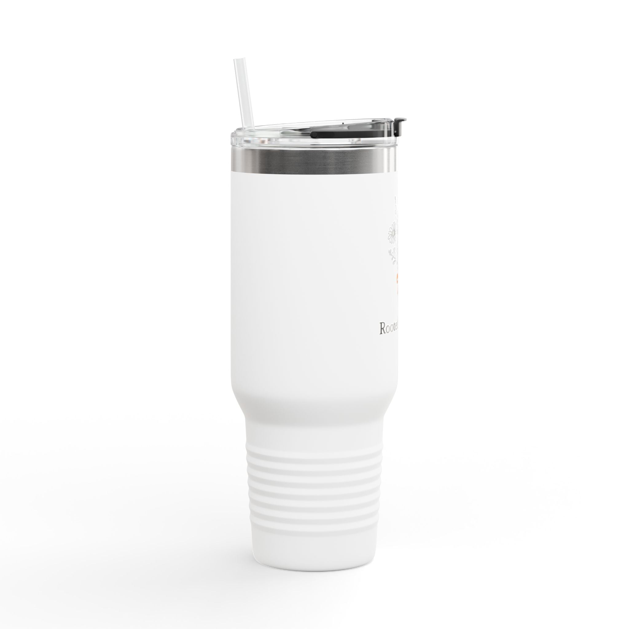 40oz Insulated Travel Mug — "Rooted in Hope" Floral Tumbler