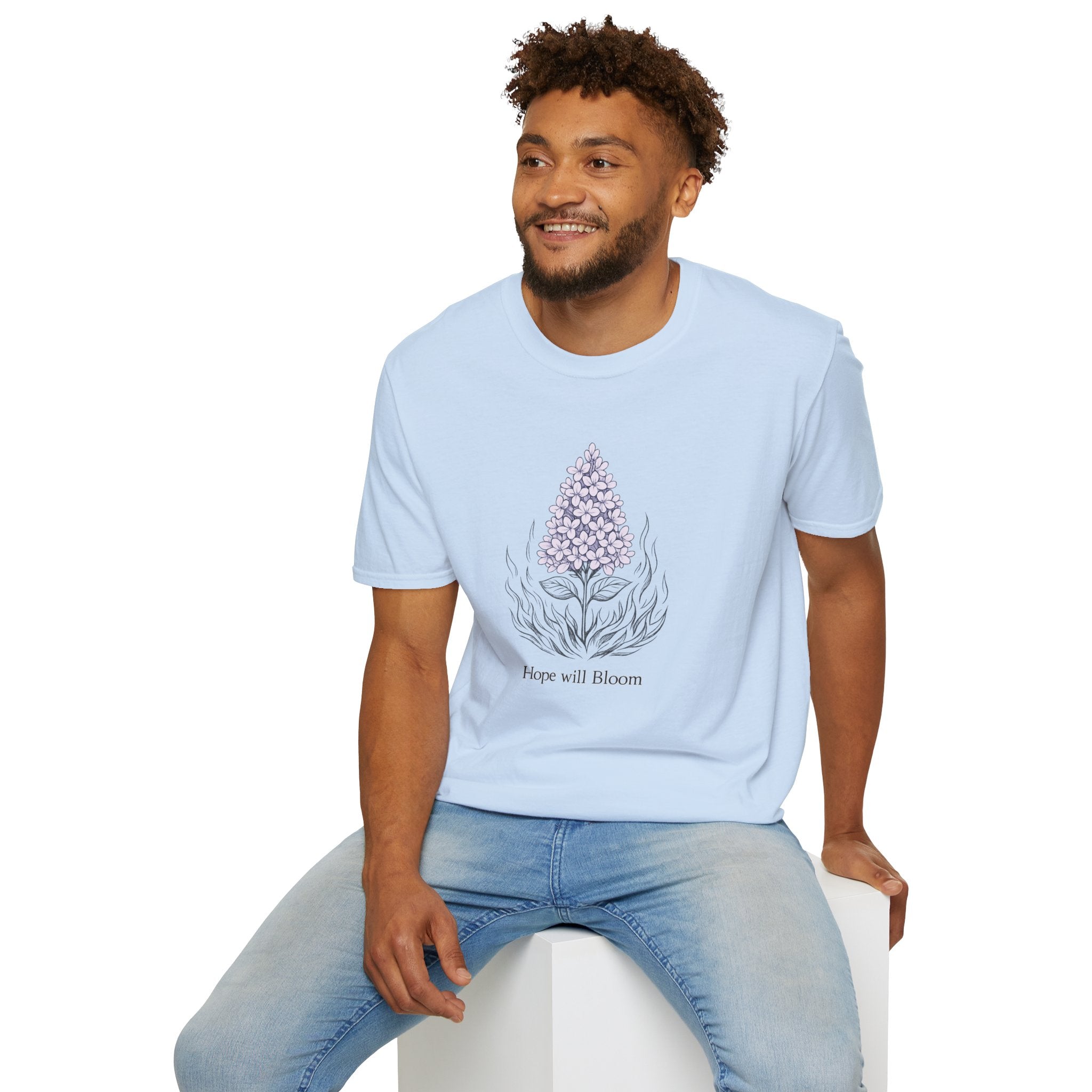 Lilac Bloom T-Shirt — ‘Hope Will Bloom’ Floral Graphic Tee