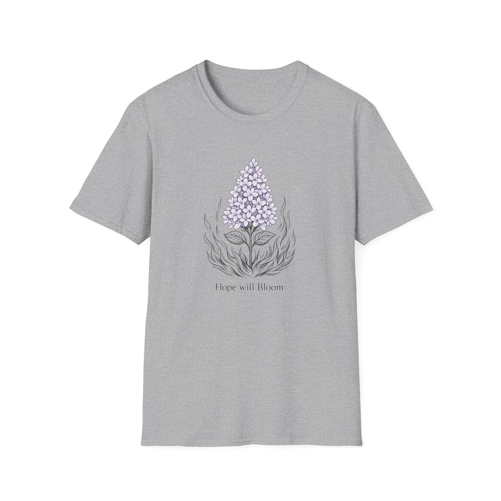 Lilac Bloom T-Shirt — ‘Hope Will Bloom’ Floral Graphic Tee