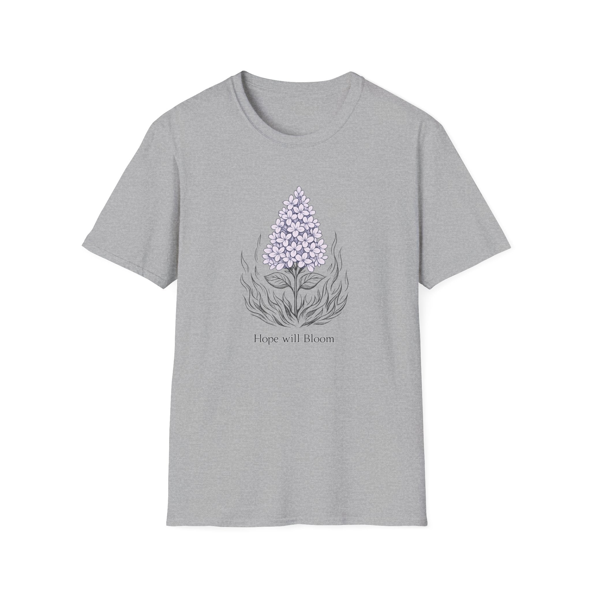 Lilac Bloom T-Shirt — ‘Hope Will Bloom’ Floral Graphic Tee