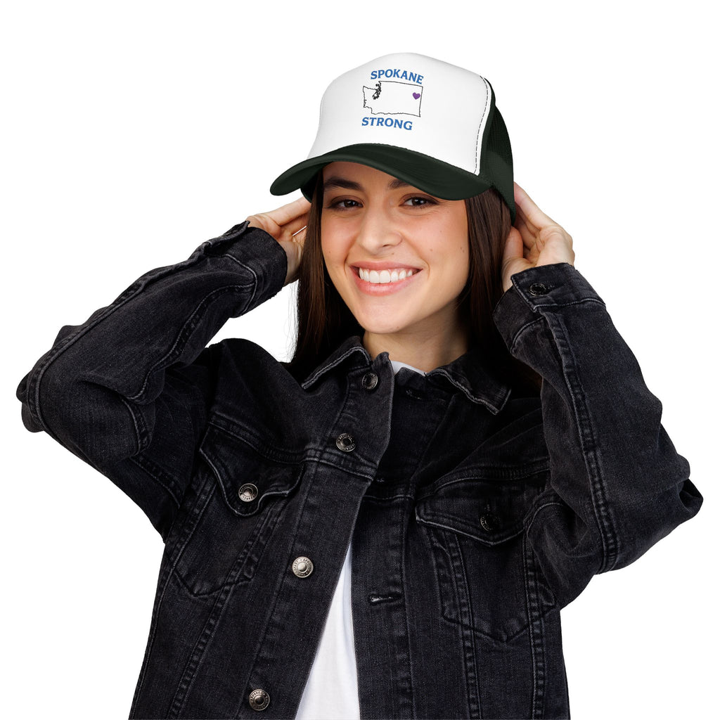 Spokane Strong Foam Trucker Hat – Washington State Heart Mesh Cap