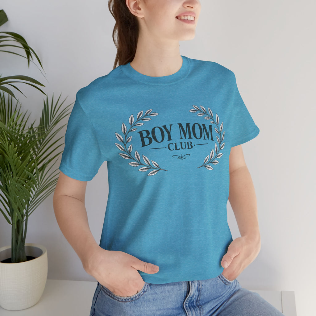 Boy Mom Club T-Shirt – Laurel Wreath Tee for Mothers of Boys