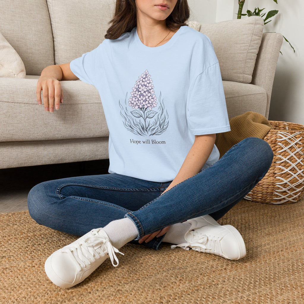 Lilac Bloom T-Shirt — ‘Hope Will Bloom’ Floral Graphic Tee