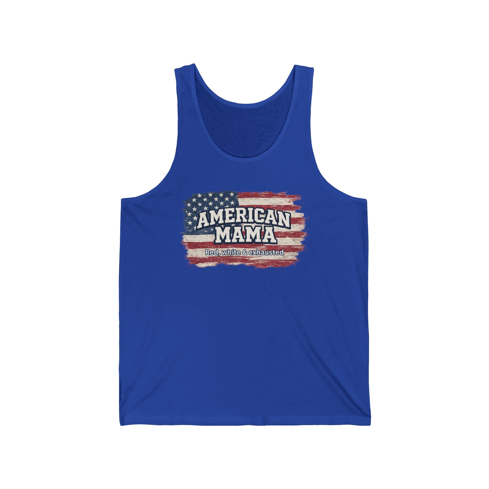 American Mama Flag Tank Top — Patriotic Fourth of July Mom Shirt
