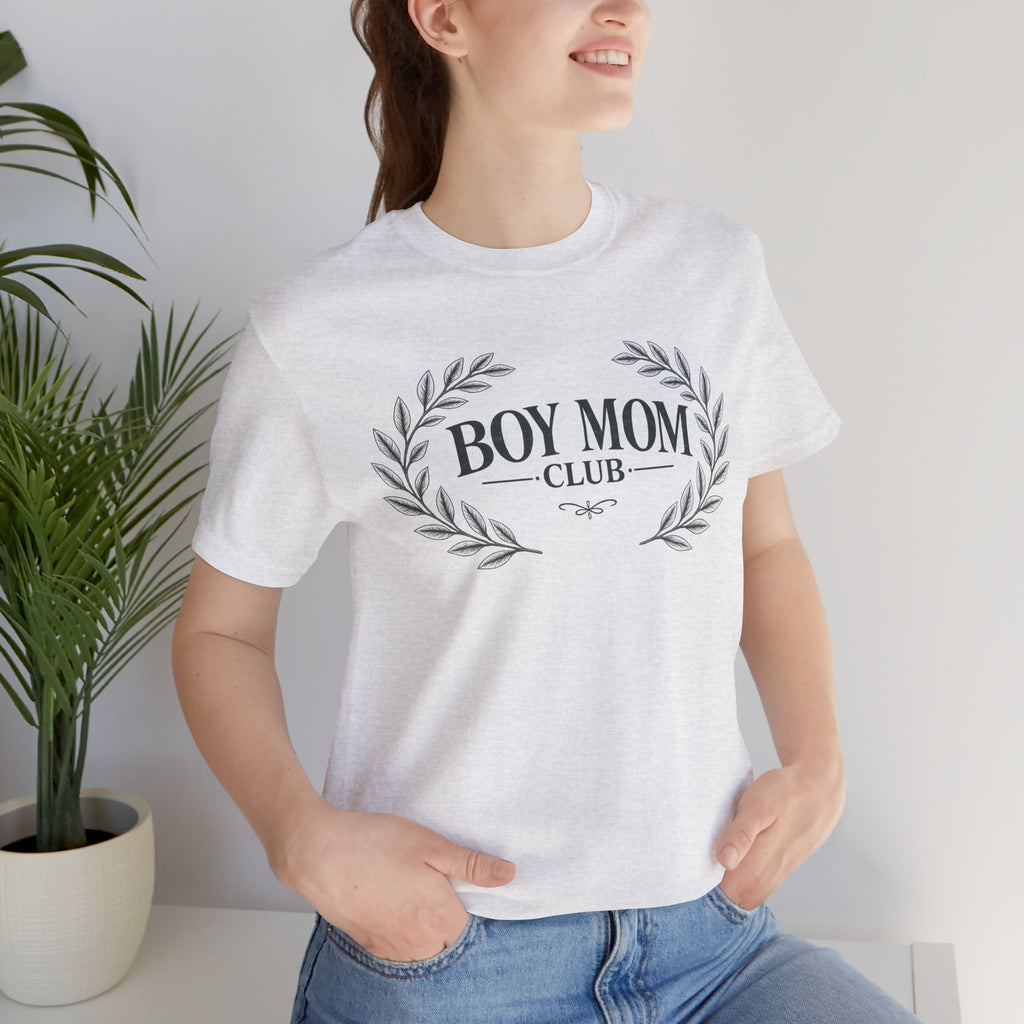 Boy Mom Club T-Shirt – Laurel Wreath Tee for Mothers of Boys