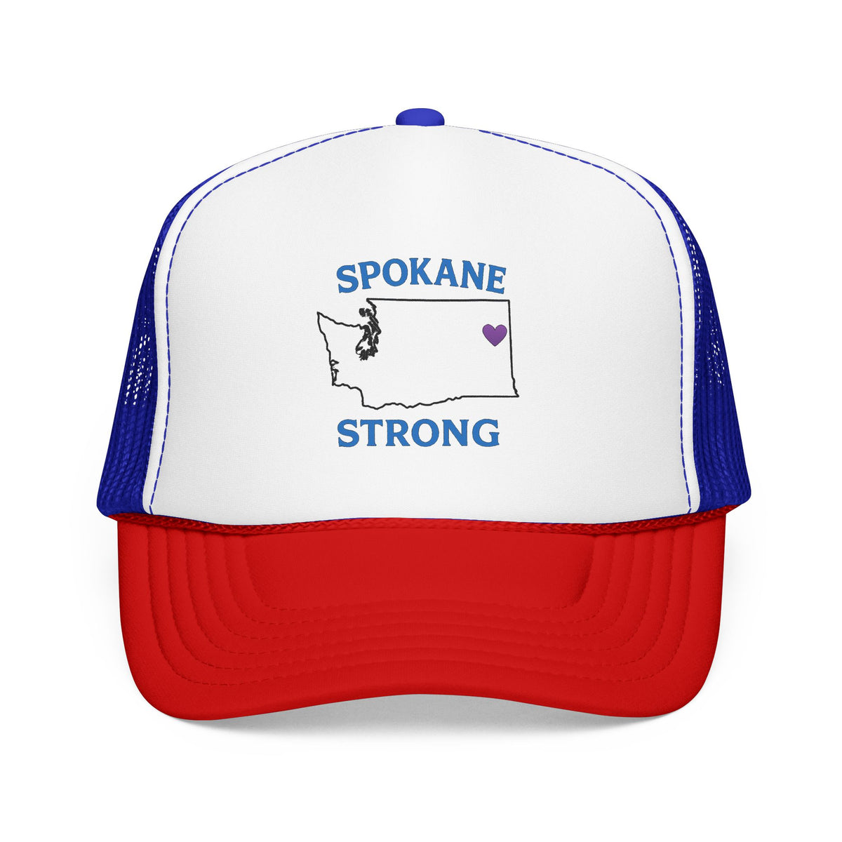 Spokane Strong Foam Trucker Hat – Washington State Heart Mesh Cap