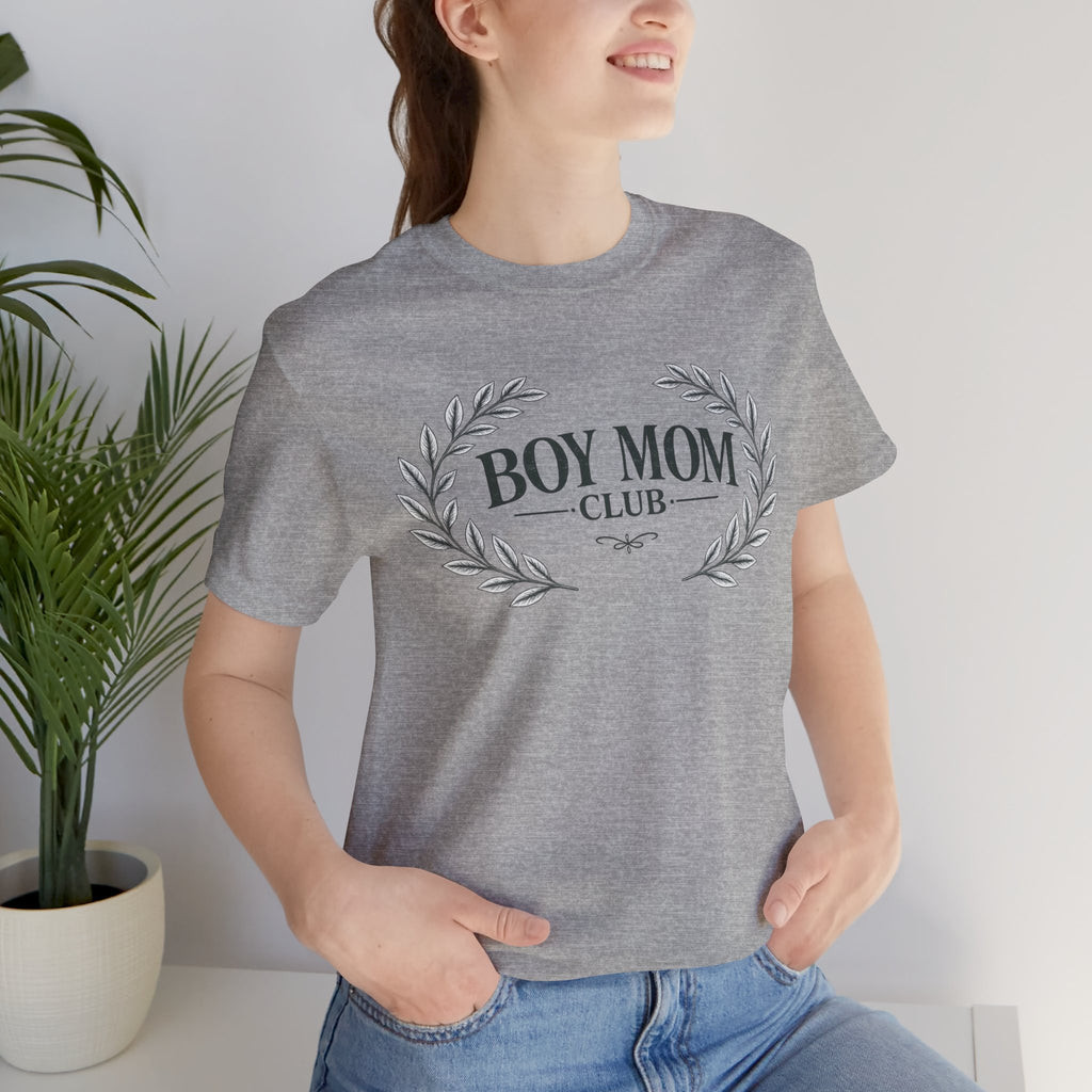 Boy Mom Club T-Shirt – Laurel Wreath Tee for Mothers of Boys