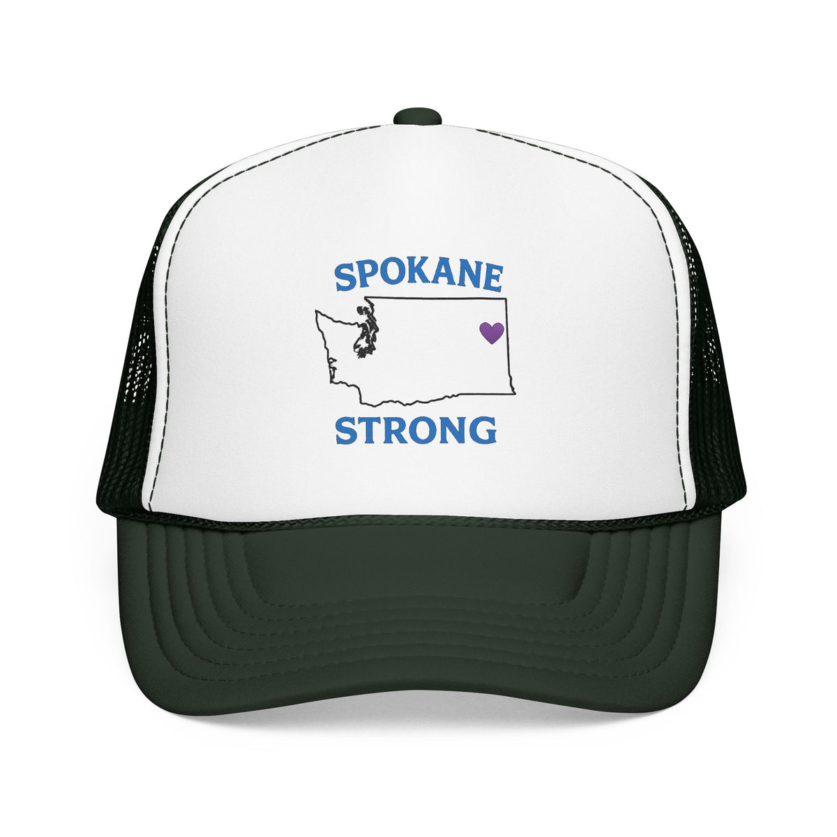 Spokane Strong Foam Trucker Hat – Washington State Heart Mesh Cap