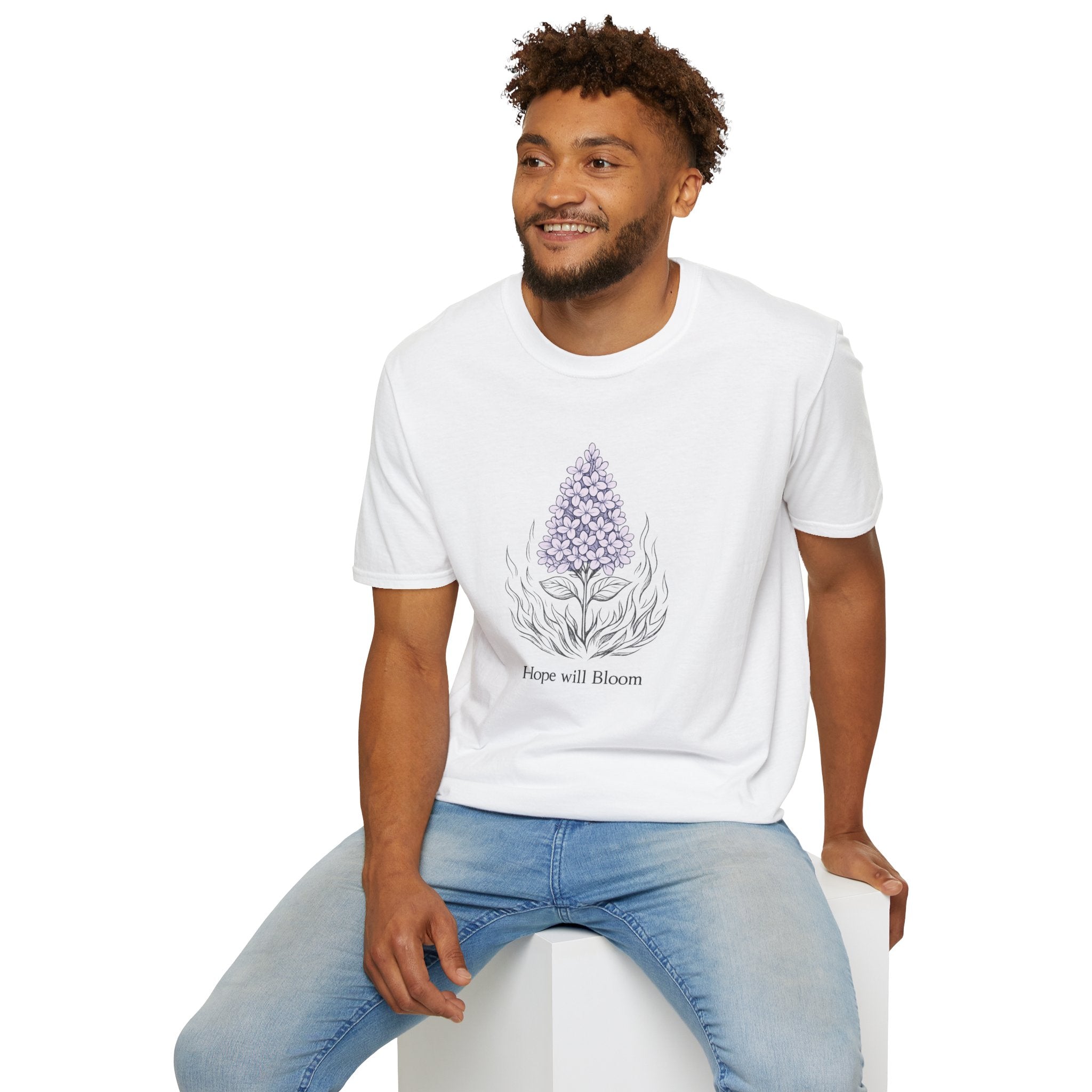 Lilac Bloom T-Shirt — ‘Hope Will Bloom’ Floral Graphic Tee