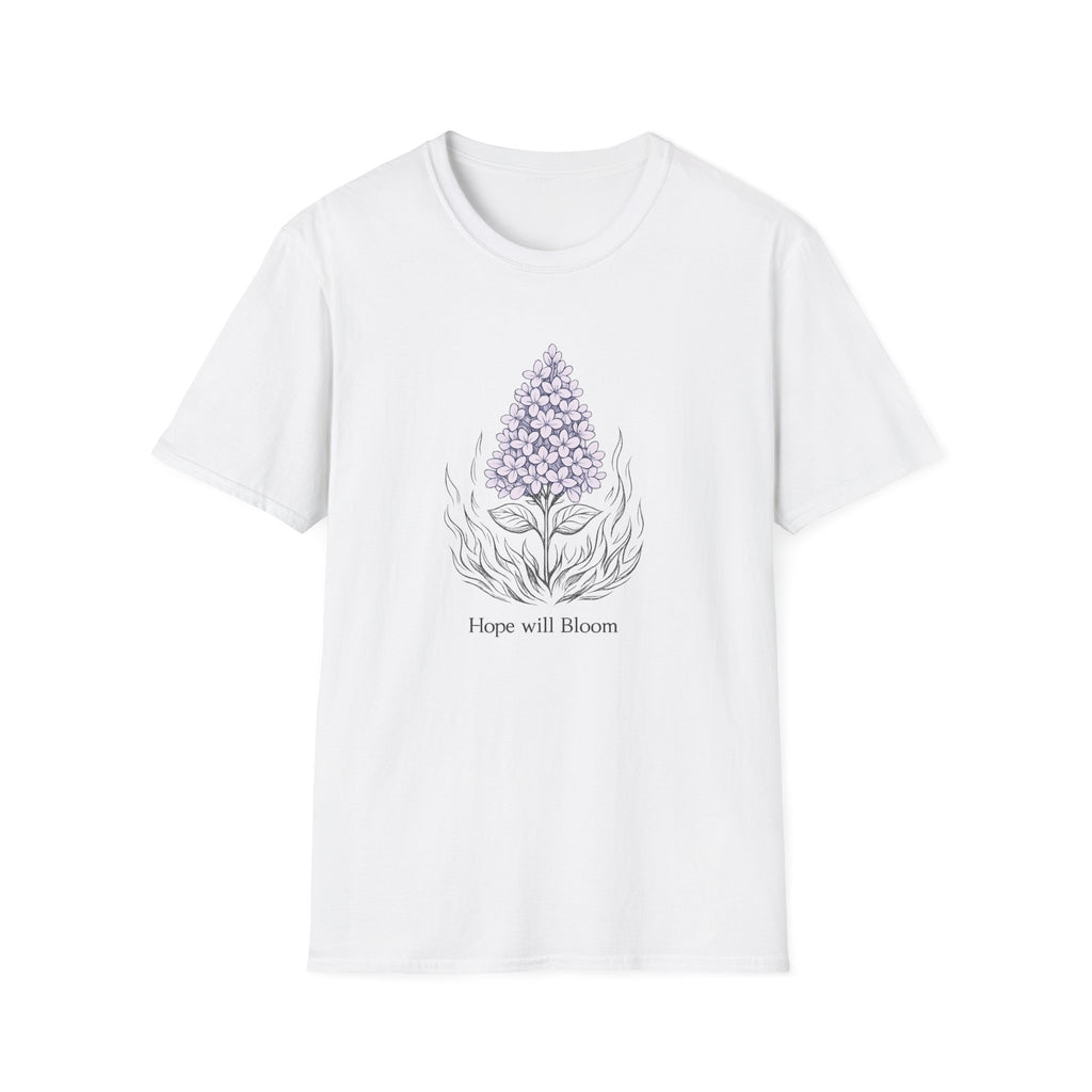 Lilac Bloom T-Shirt — ‘Hope Will Bloom’ Floral Graphic Tee