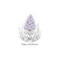 Hope Will Bloom Lilac Flower Sticker - Inspirational Kiss-Cut Vinyl