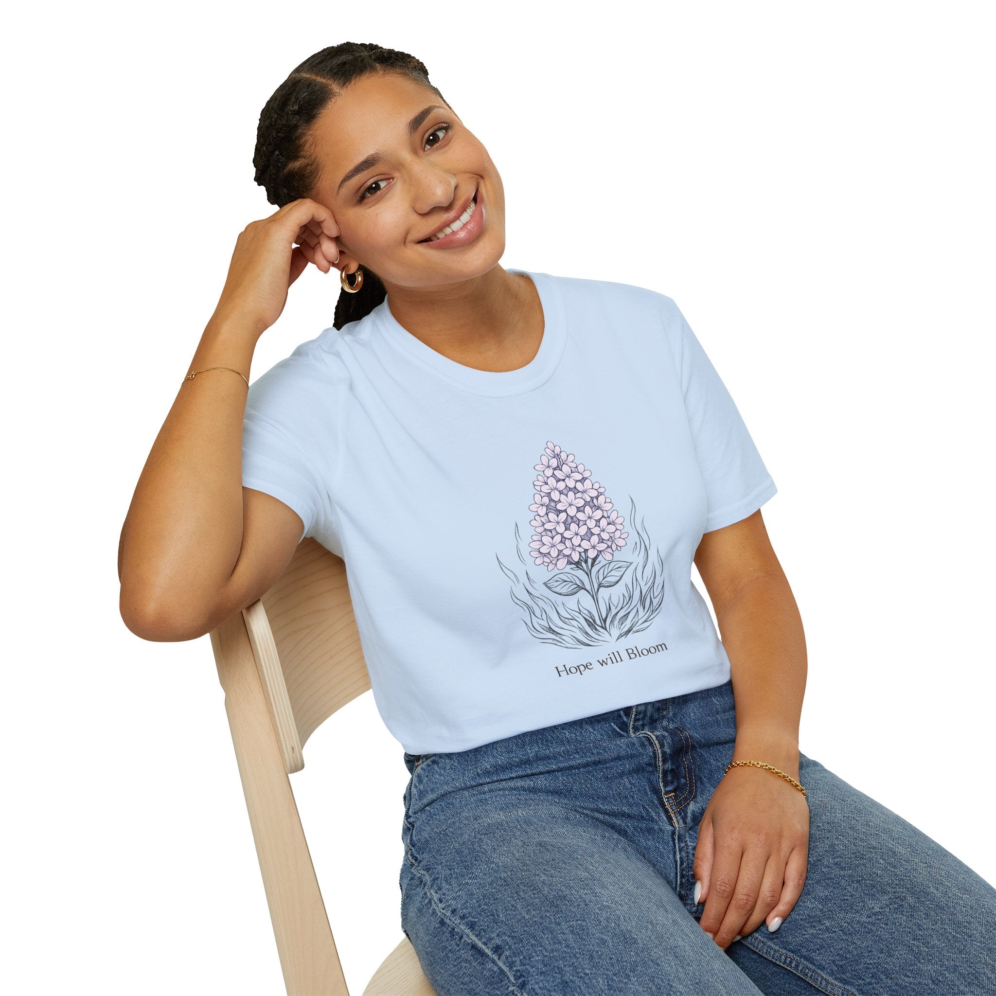Lilac Bloom T-Shirt — ‘Hope Will Bloom’ Floral Graphic Tee
