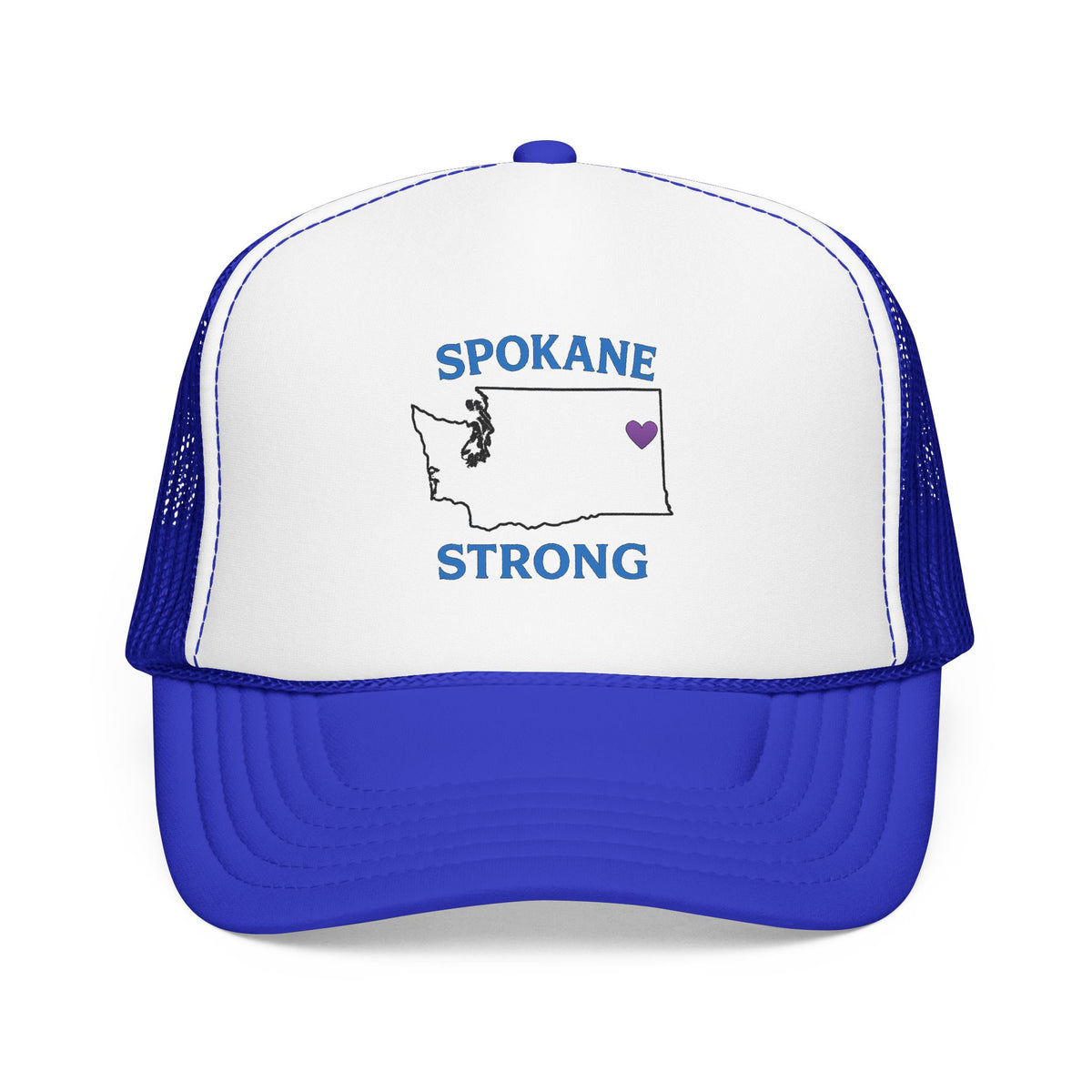 Spokane Strong Foam Trucker Hat – Washington State Heart Mesh Cap
