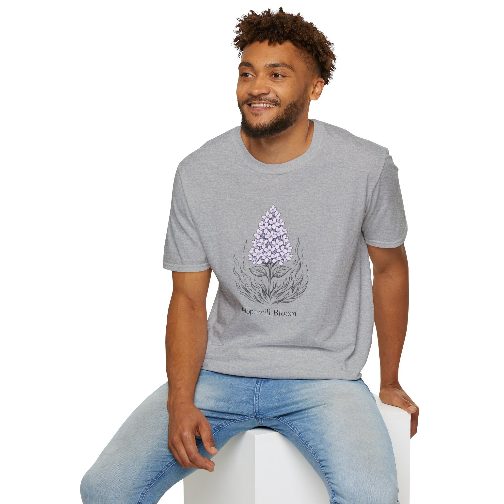 Lilac Bloom T-Shirt — ‘Hope Will Bloom’ Floral Graphic Tee