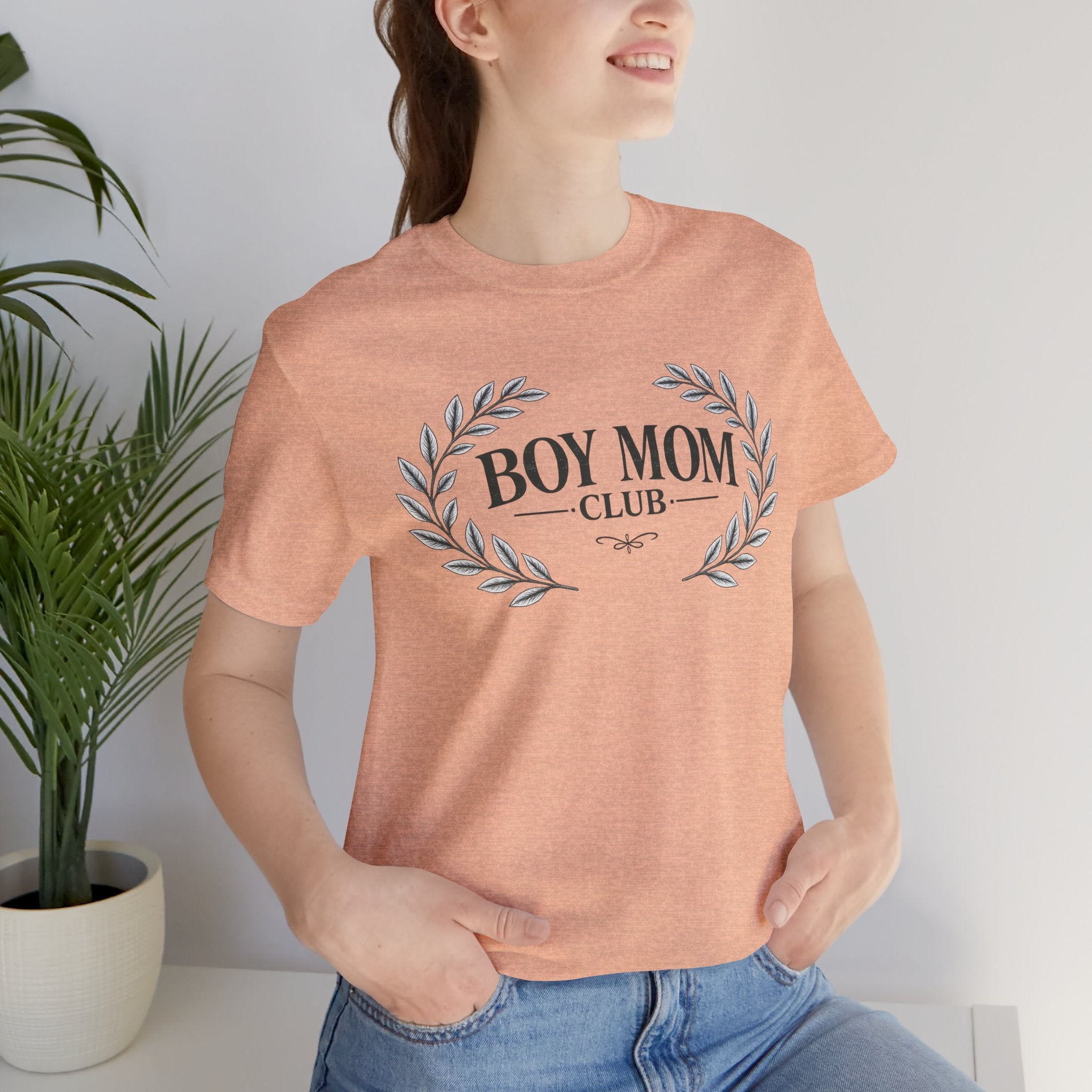 Boy Mom Club T-Shirt – Laurel Wreath Tee for Mothers of Boys