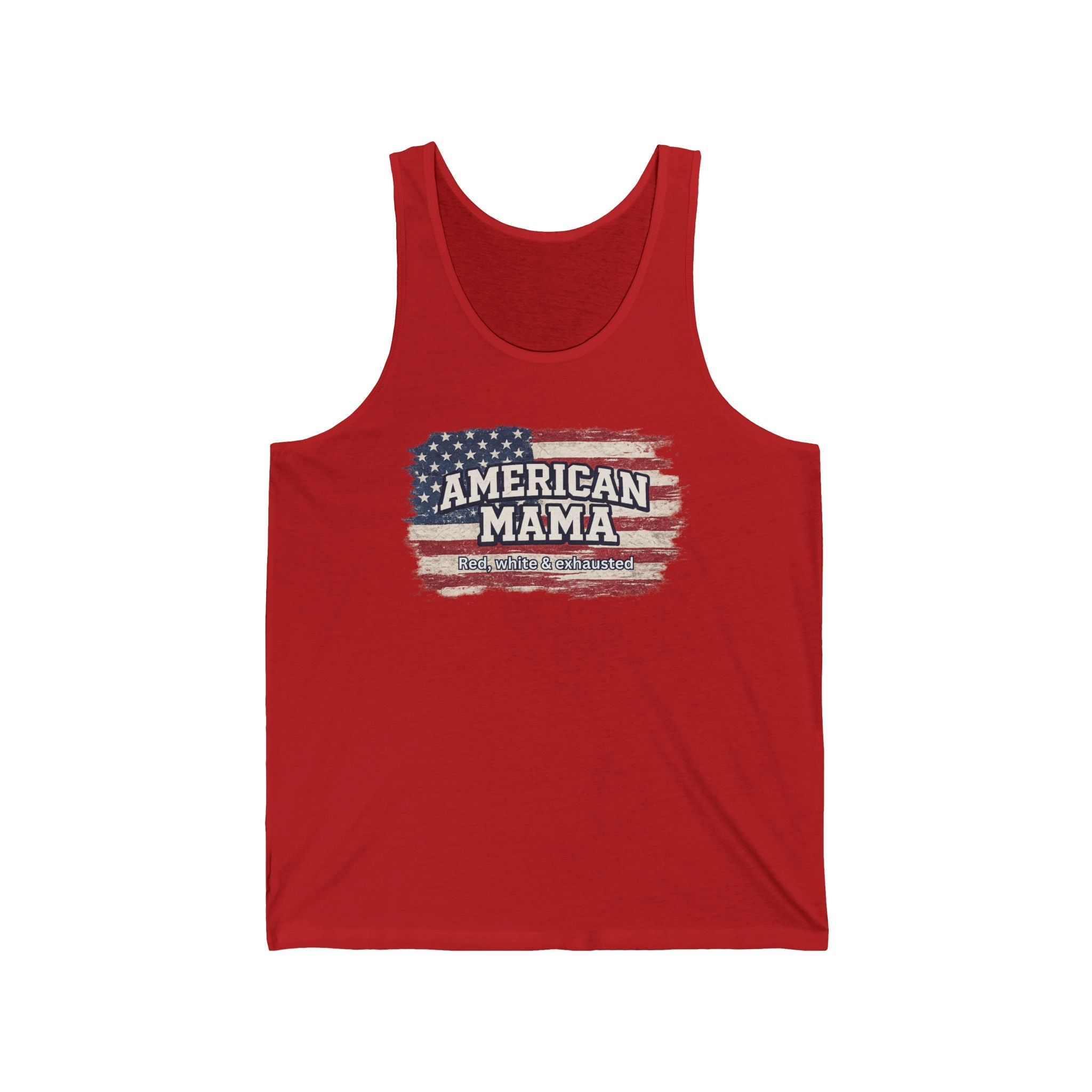 American Mama Flag Tank Top — Patriotic Fourth of July Mom Shirt