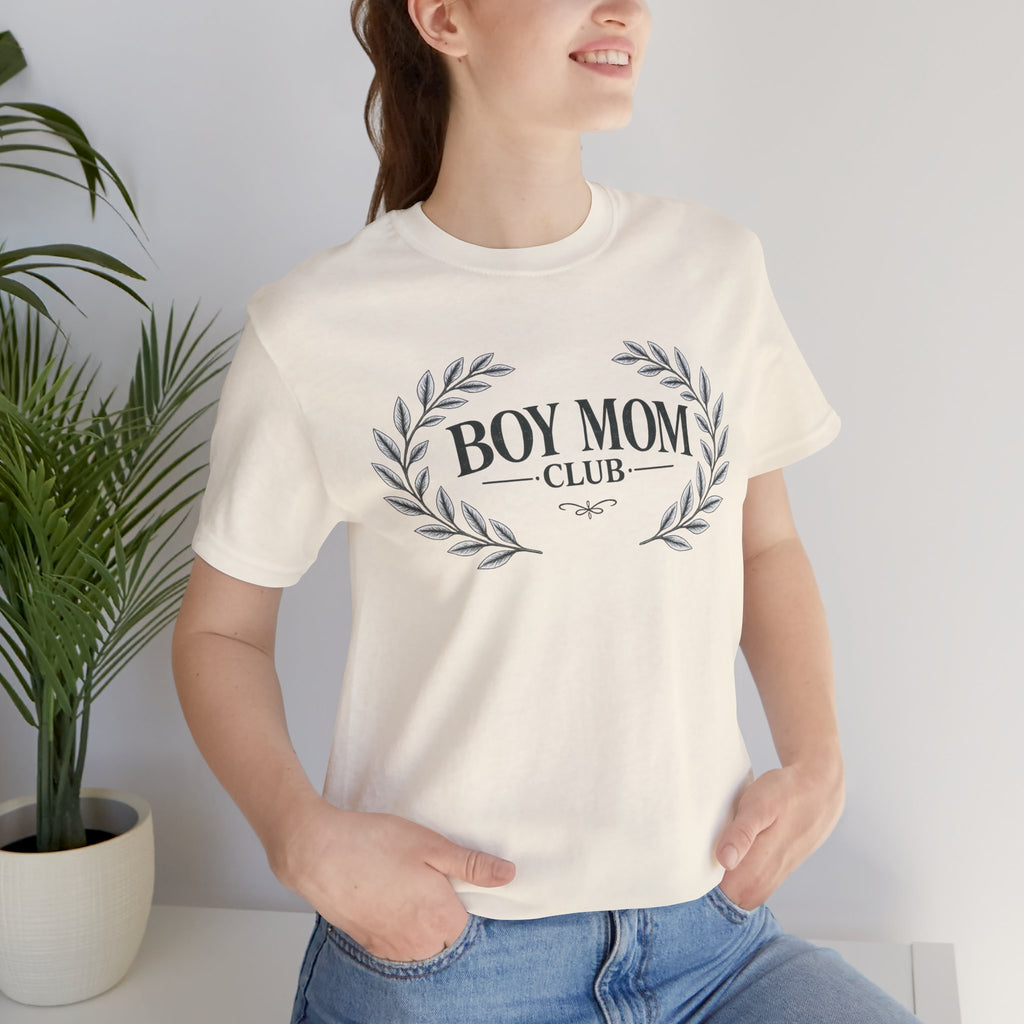 Boy Mom Club T-Shirt – Laurel Wreath Tee for Mothers of Boys