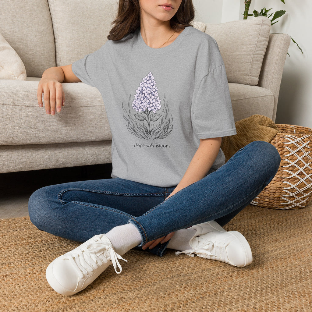 Lilac Bloom T-Shirt — ‘Hope Will Bloom’ Floral Graphic Tee
