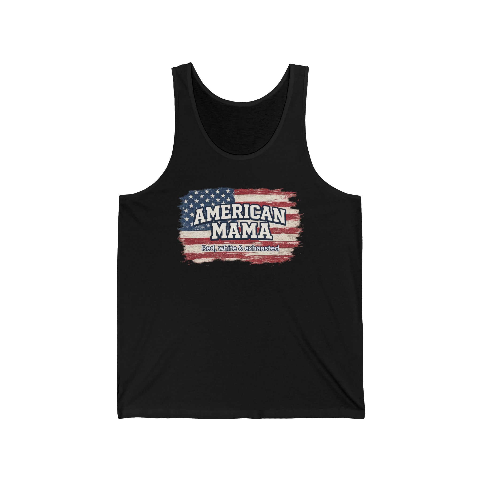 American Mama Flag Tank Top — Patriotic Fourth of July Mom Shirt