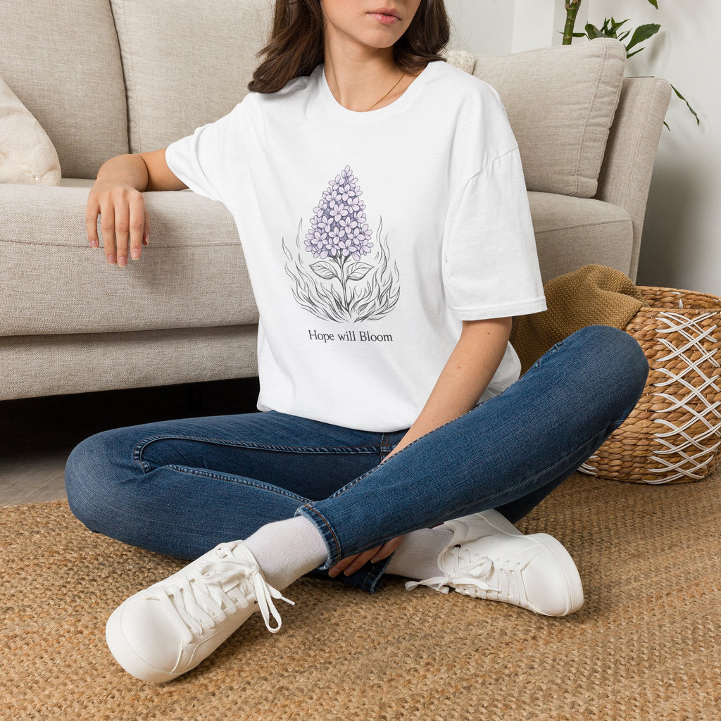 Lilac Bloom T-Shirt — ‘Hope Will Bloom’ Floral Graphic Tee