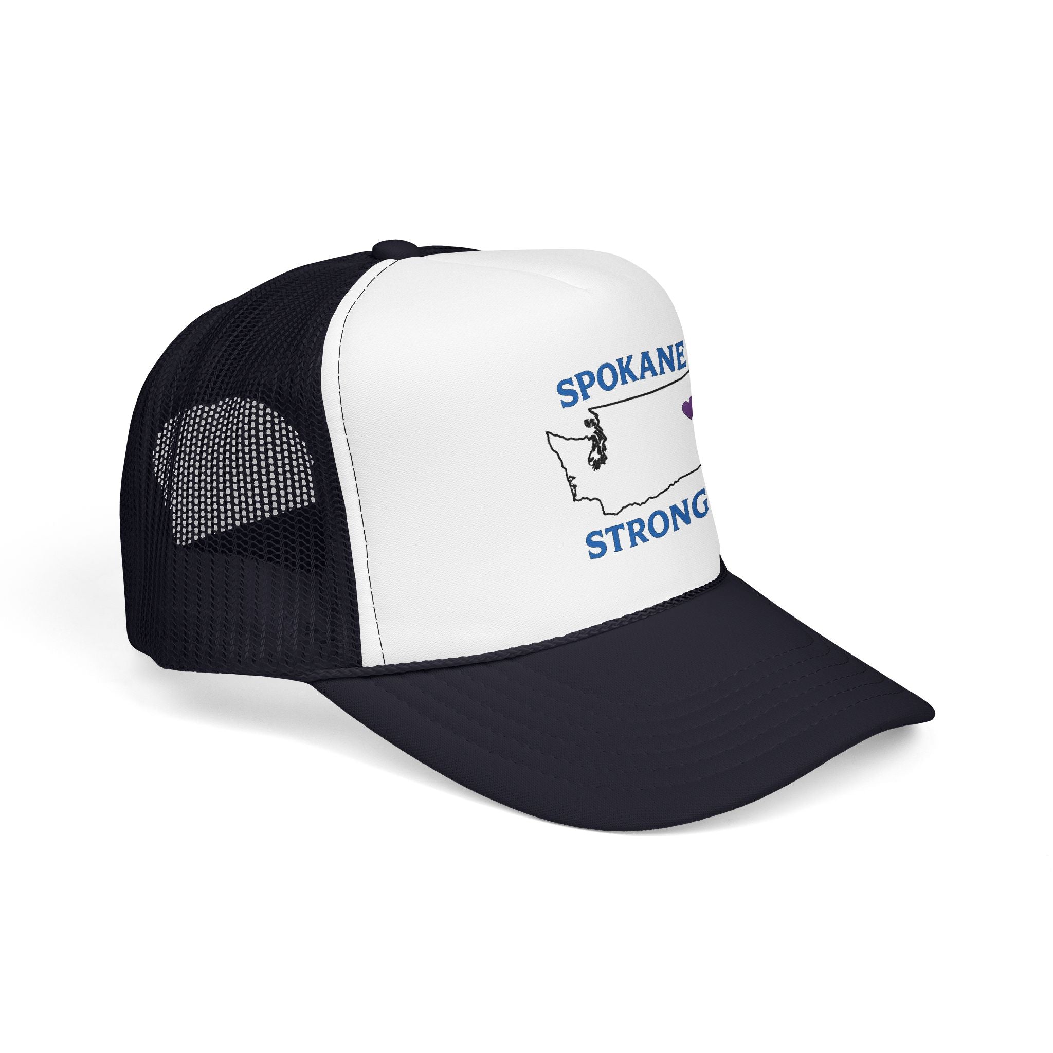 Spokane Strong Foam Trucker Hat – Washington State Heart Mesh Cap