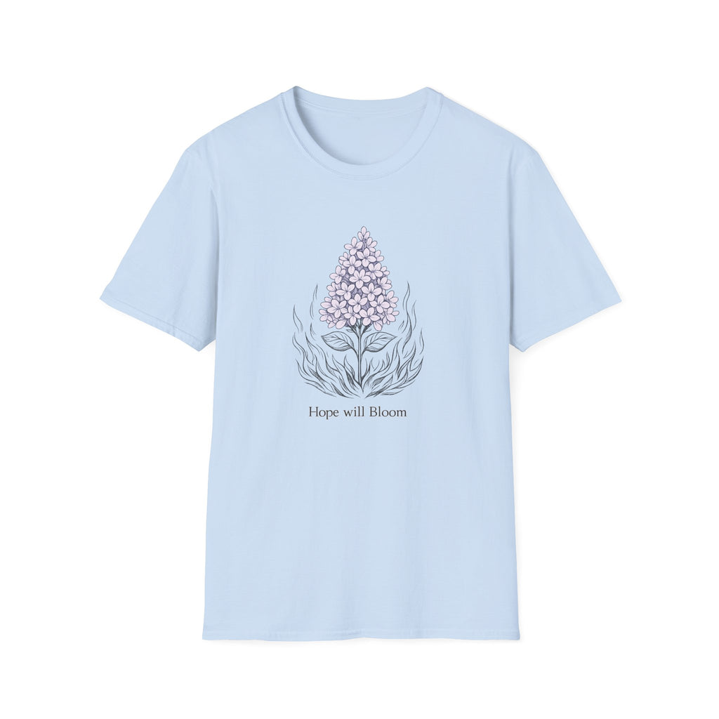 Lilac Bloom T-Shirt — ‘Hope Will Bloom’ Floral Graphic Tee