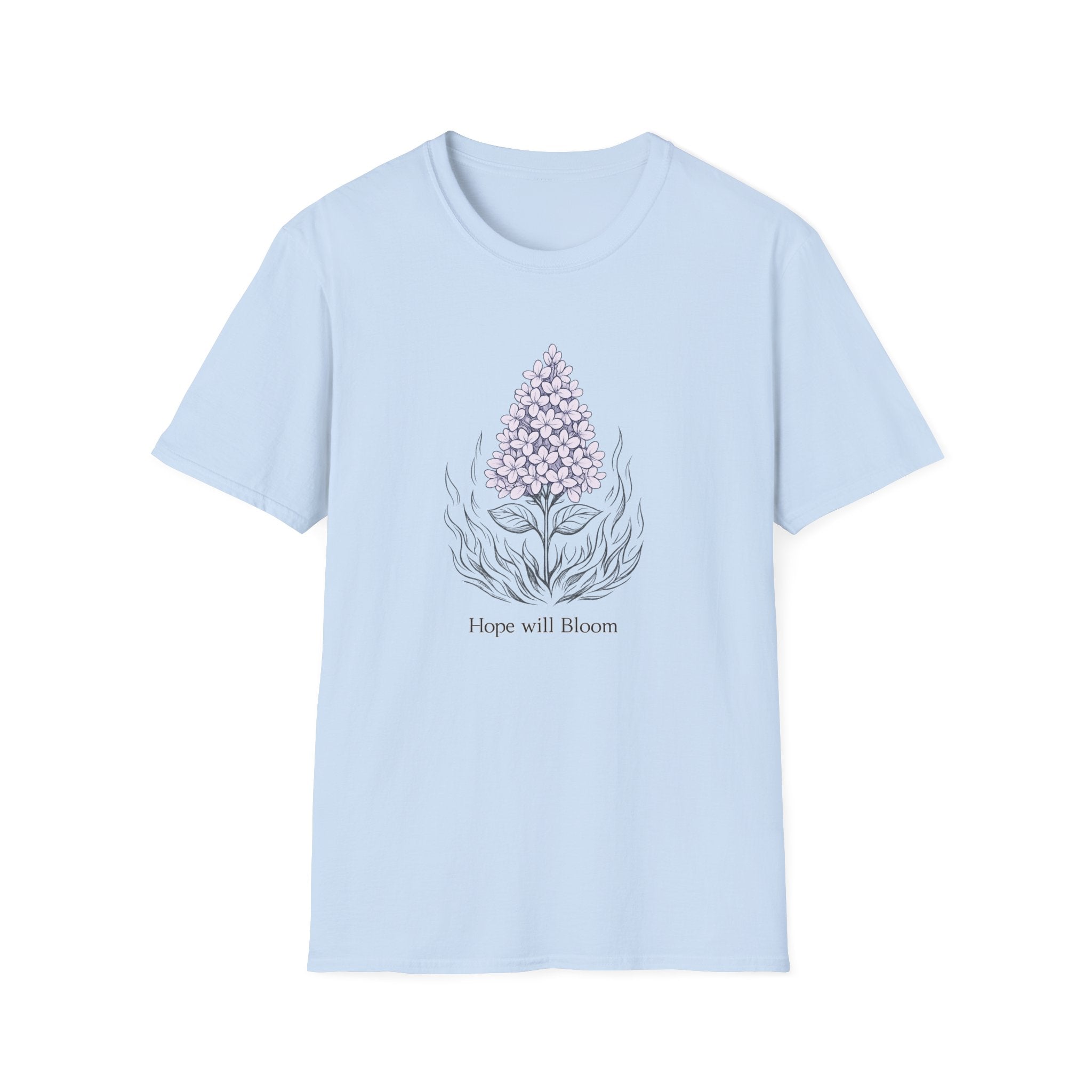 Lilac Bloom T-Shirt — ‘Hope Will Bloom’ Floral Graphic Tee