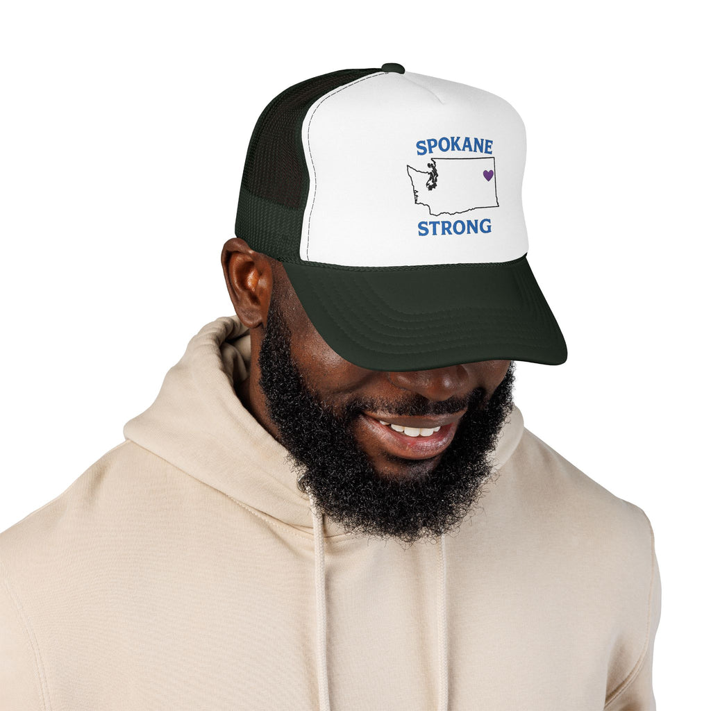 Spokane Strong Foam Trucker Hat – Washington State Heart Mesh Cap